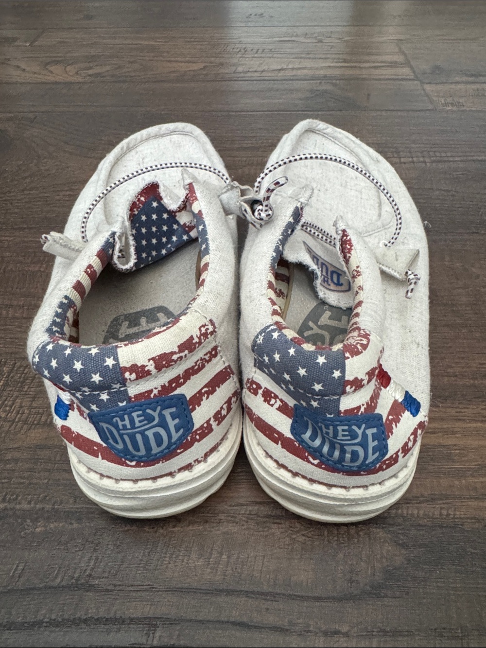 Hey Dude men’s  Slip-On Sneakers in Red, White & Blue Flag Print